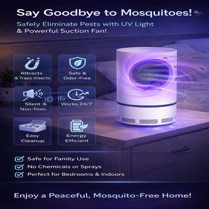USB LED Mosquito Killer Lamp – Silent Indoor Bug Trap for Peaceful Sleep