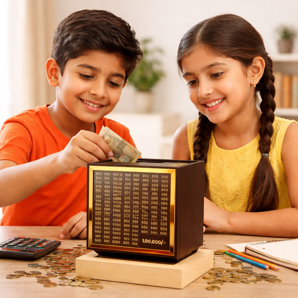 Smart Savings Challenge Piggy Bank | Wooden Money Box For Daily Saving Goals