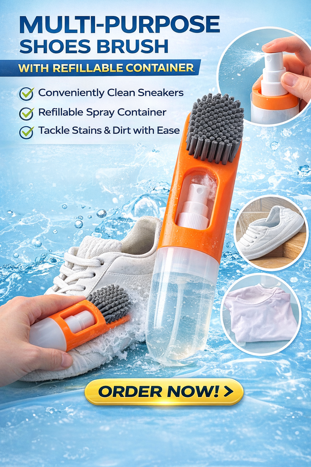 Multi-Purpose Shoes Brush with Refillable Container  (Pack of 1)